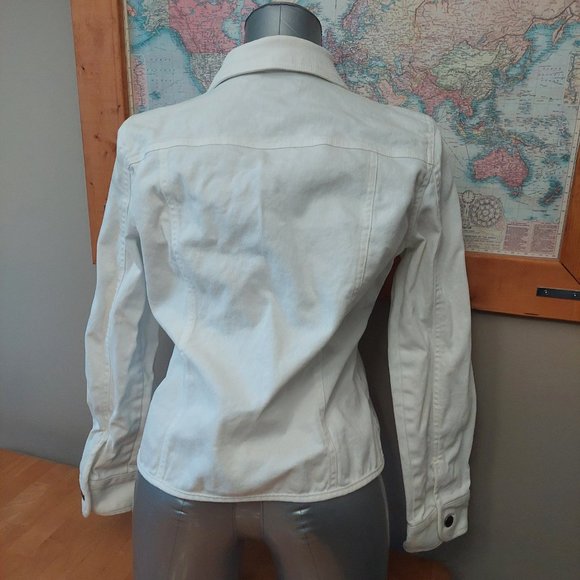 Geoffrey Beene Sport Women's White Stretch Structured Jean Jacket Size L - Picture 2 of 13
